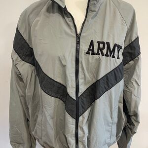 U.S. Army Gray Windbreaker with Black Chevron Accents